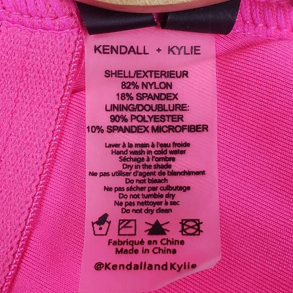 Kendall and Kylie One Piece Swimsuit Women's Medium Neon Pink & Black Call Out - Picture 9 of 16